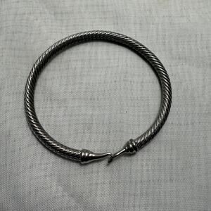 Silver Toned Cable Bracelet With Hook and Eye Closure
